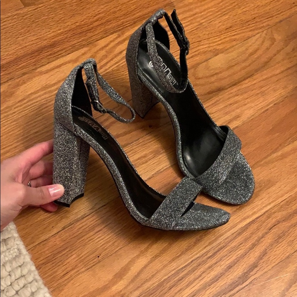 gray/silver heels